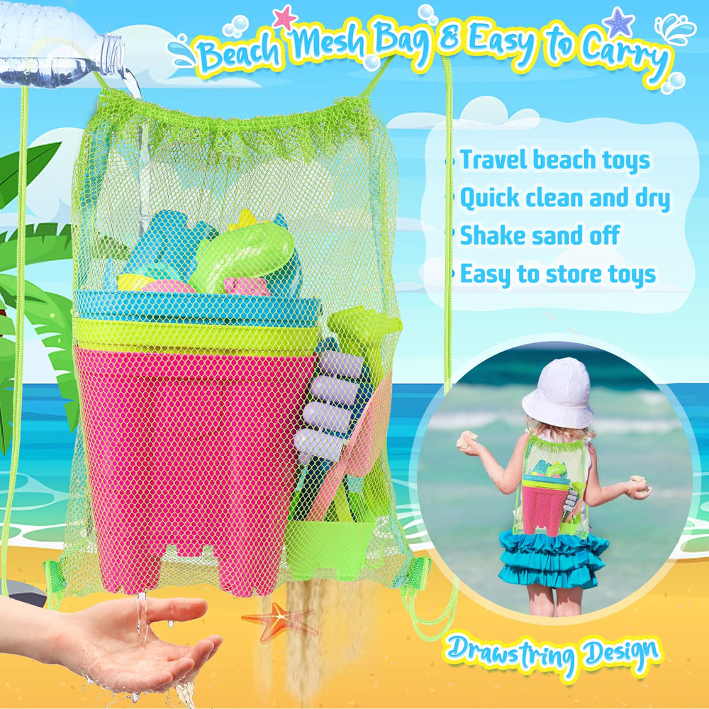 KUBUSFLY travel mesh bag with drawstring for easy carrying and sand filtering