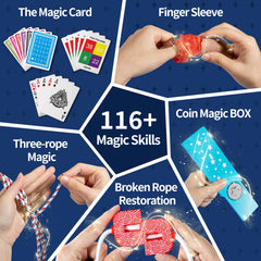 KukuFun Magic Kit cups trick visuals demonstrate sleight-of-hand safely.