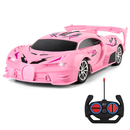 KULARIWORLD pink RC car front view with vivid color and beginner-friendly design.