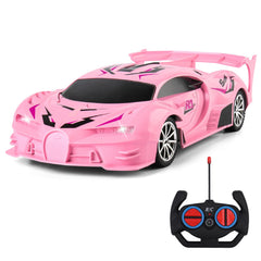 KULARIWORLD pink RC car front view with vivid color and beginner-friendly design.