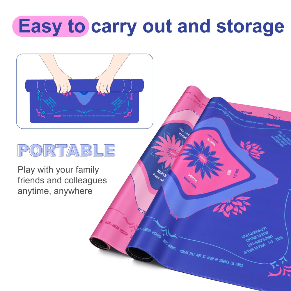 KUNTE Mahjong Mat includes a portable tote bag for quick transport.