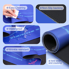 KUNTE Mahjong Mat with printed rules in blue guides beginners for smooth learning.