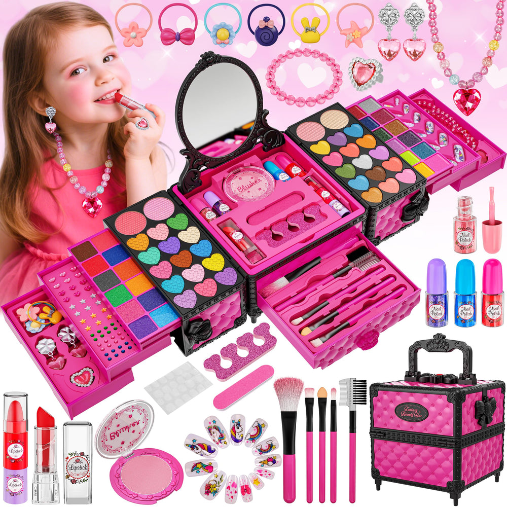 Kuovei 99-pcs makeup kit cover with mirror for easy play.