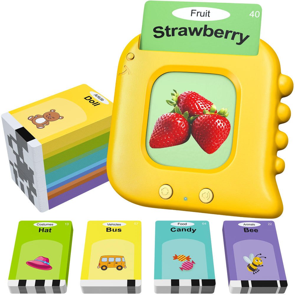 Kuovei talking flash cards with card reader front view for interactive language practice