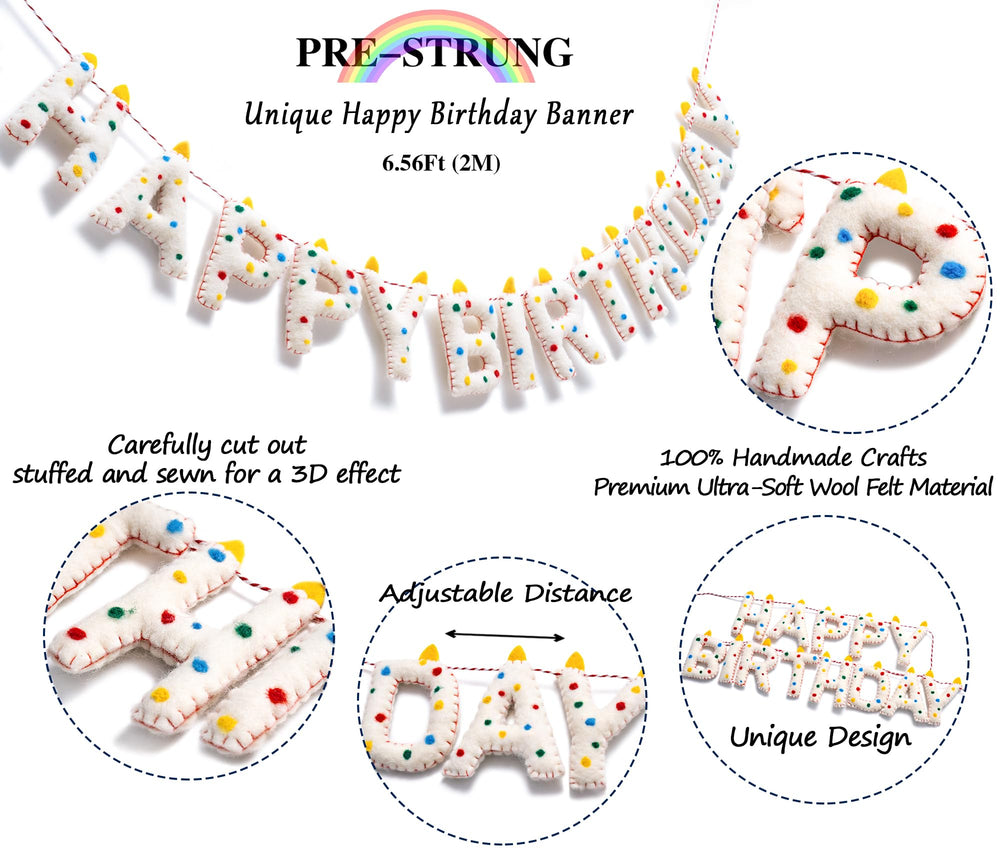 KUQJJQU rainbow felt balls banner creates vibrant party backdrop