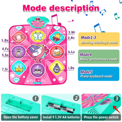 Kusntin Unicorn Dance Mat with 3 levels and 5 modes for varied play