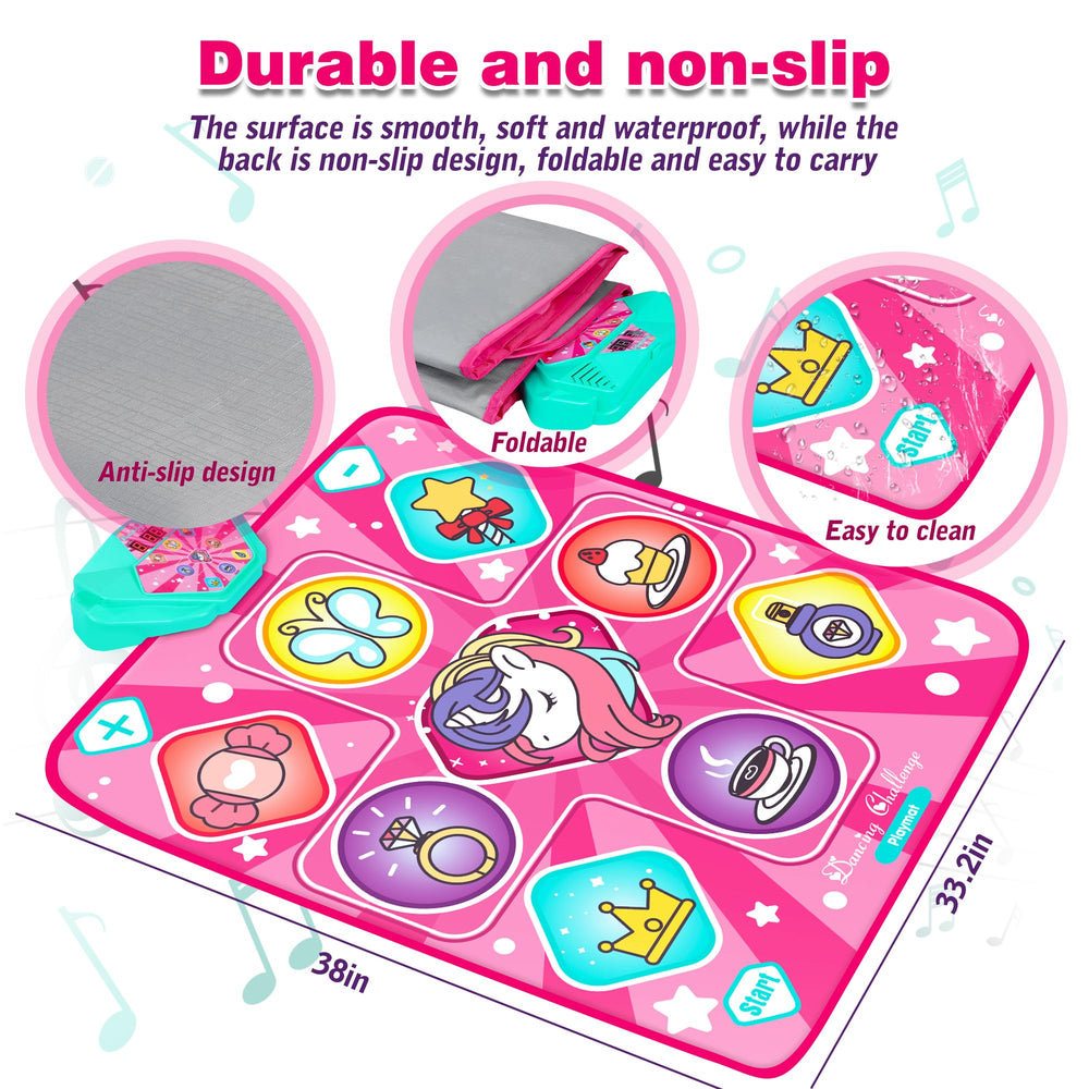 Kusntin Unicorn Dance Mat non-slip surface supports safe jumping