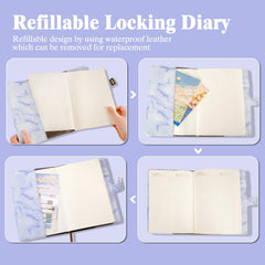 Kutoda Marble Diary with leather pen holder keeps your pen ready.