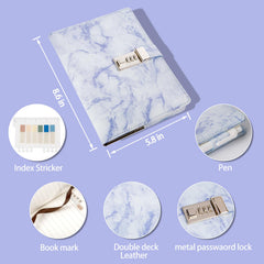 Kutoda Marble Diary lock dial emphasizes secure privacy during journaling sessions.
