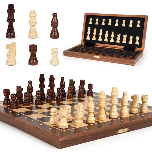 Kvintes magnetic travel chess set board with 12 inch folding design