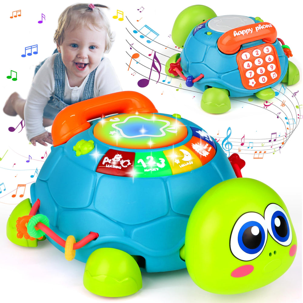 KWYZ Musical Turtle Crawling Toy front view promotes exploration and discovery.