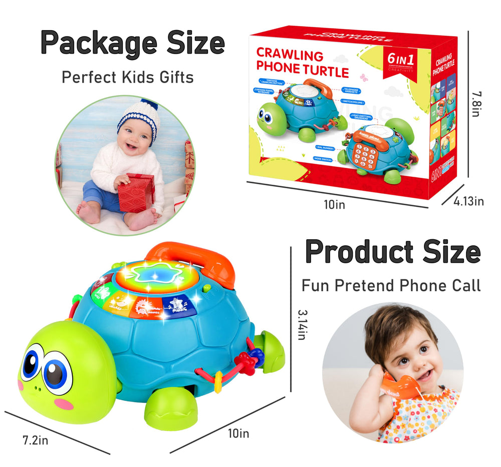KWYZ Musical Turtle Crawling Toy tummy-time setup for active play.