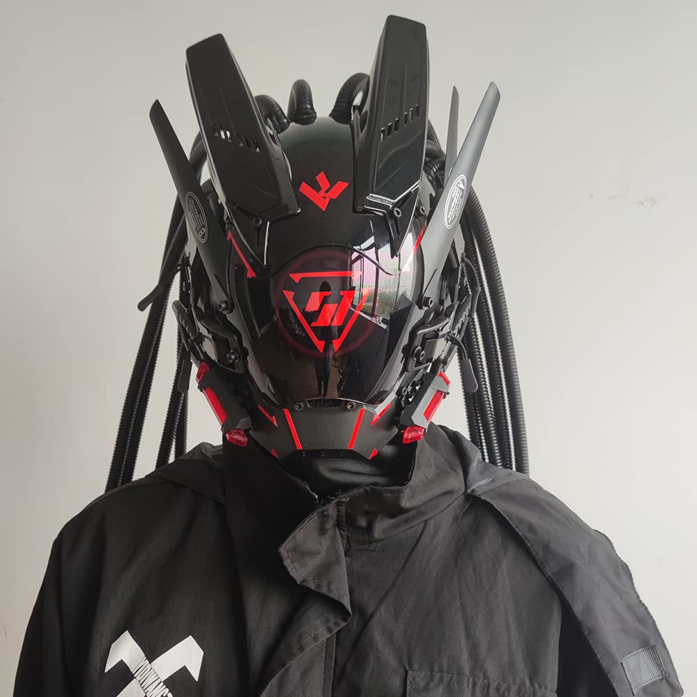 KYEDAY Punk Mask package includes two USB cables and a black head cover.