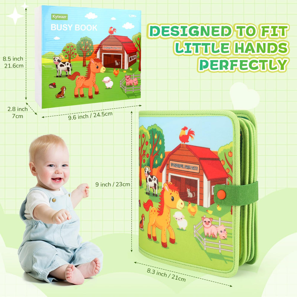 Kyteazr Busy Book farm flower matching page supports early color recognition.