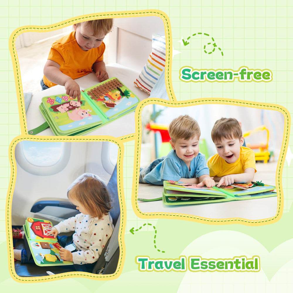 Kyteazr Busy Book Montessori-inspired layout promotes hands-on learning.