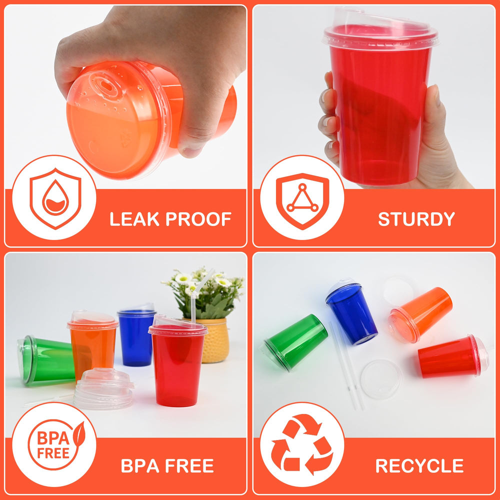 L LIKED 12oz kids sippy cups with blue lid and straw, perfect for school lunch.