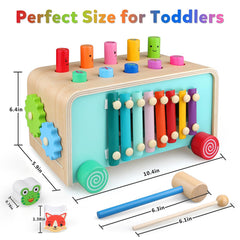 LAAVII Montessori Hammer Pounding Toy gear rotation promotes fine motor control