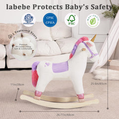 Labebe unicorn rocker stands 65 cm tall to support early balance training