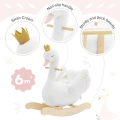 Labebe Kids Rocking Horse White Swan materials shot underscores certified safe fabrics and wood