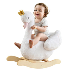 Labebe Kids Rocking Horse White Swan front view for gentle play and imagination