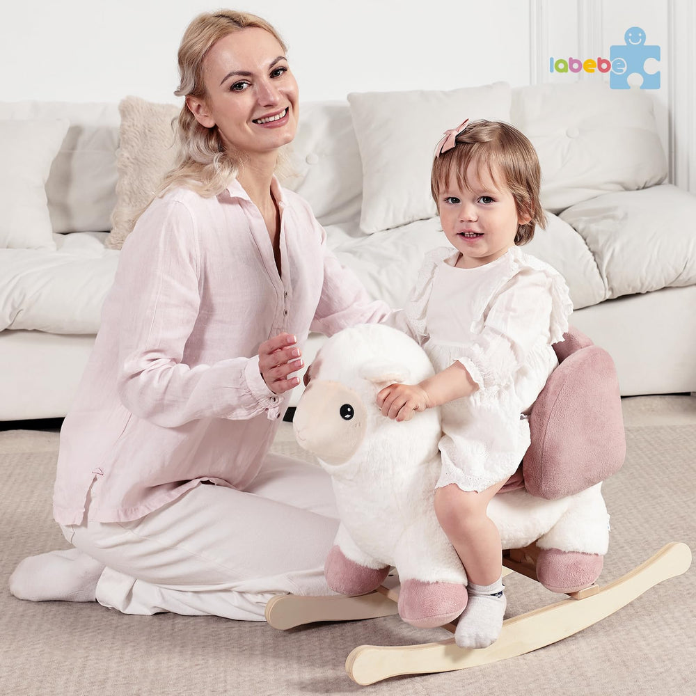 Rocking in a bright playroom showing kid-friendly size and design.