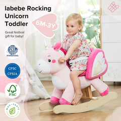Labebe unicorn rocker seat with three-sided safety belt