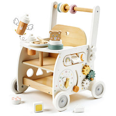 Labebe wooden baby walker front view shows sturdy construction for safe play