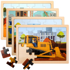 LACCHOUFEE excavator wooden vehicle puzzle boosts hand-eye coordination during play