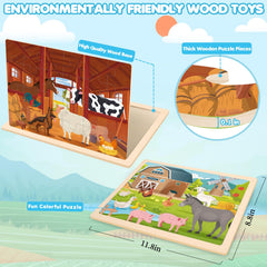 LACCHOUFEE Montessori puzzles help toddlers build hand-eye coordination with farm themes