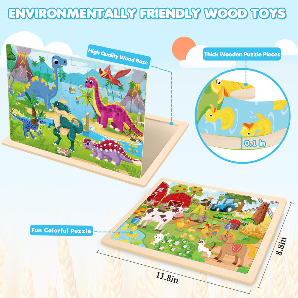 LACCHOUFEE wooden bulldozer puzzle boosts shape recognition and play