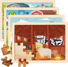 LACCHOUFEE wooden farm puzzles pack boosts fine motor skills and imaginative play