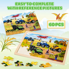LACCHOUFEE wooden puzzle garbage trucks aids sorting and concentration during play