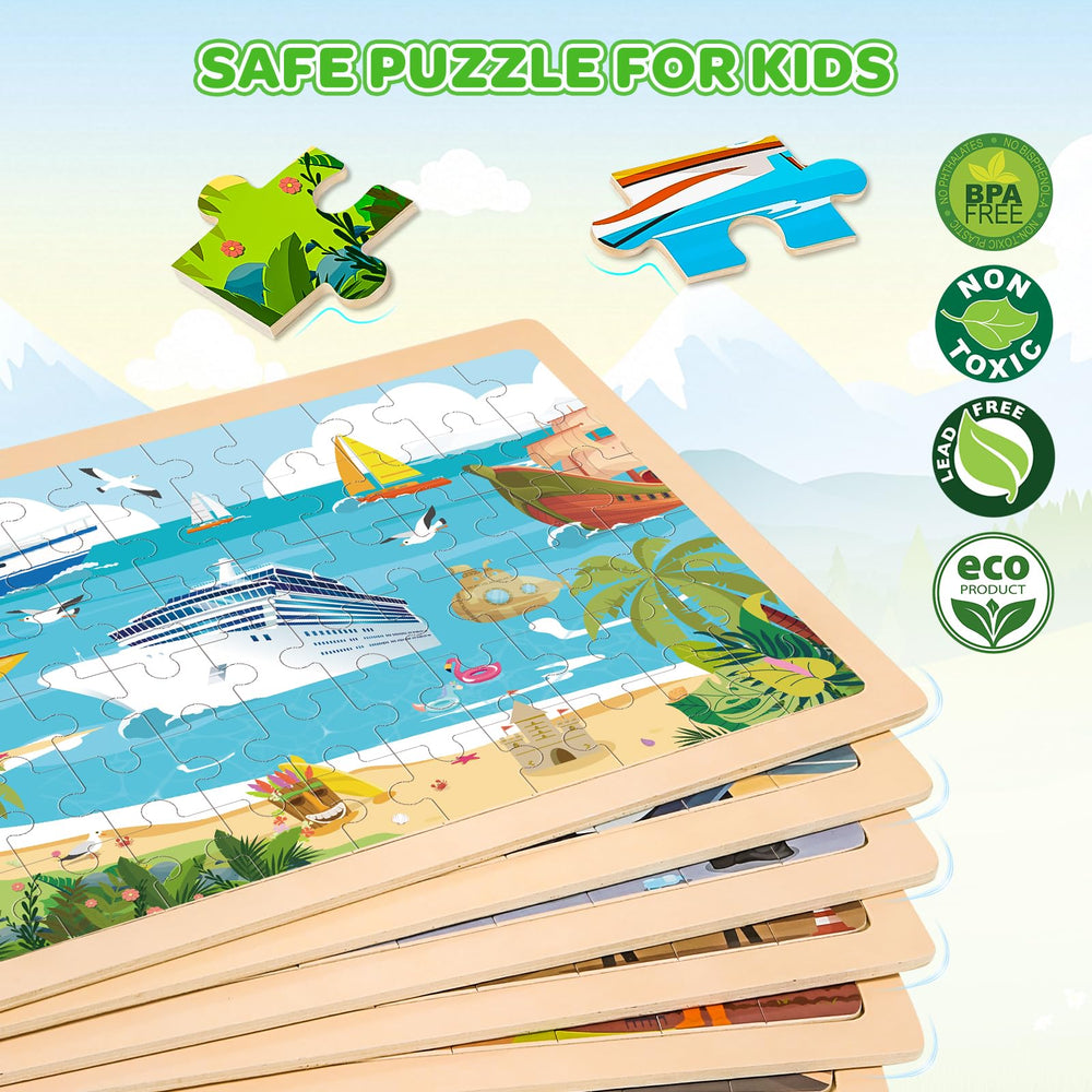 LACCHOUFEE wooden puzzle road vehicles supports hand eye coordination and early problem solving