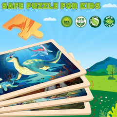 LACCHOUFEE dinosaur puzzle board with smooth edges promotes safe, engaging play during learning time.