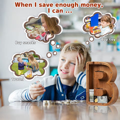 ladenk Baby shower gift idea featuring a wooden piggy bank