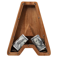 Ladenk Piggy Bank Letter A side view showcases compact footprint and initial design