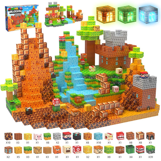 LADFAR magnetic building blocks 137pcs arranged for creative play and STEM learning.