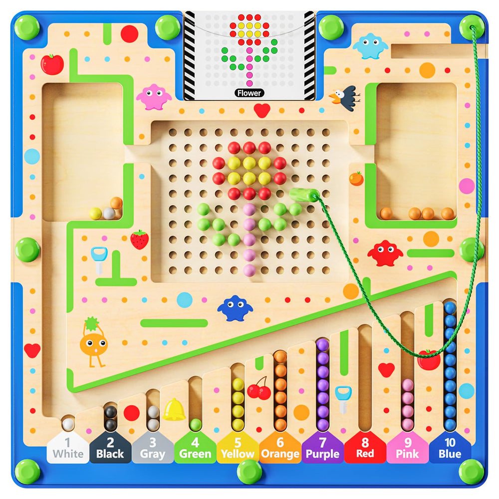 LADFAR Magnetic Color and Number Maze setup for family learning and quiet busy play.