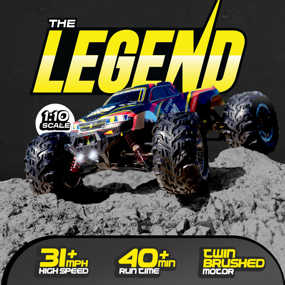 LAEGENDARY RC Car 110-scale remote control demonstrates easy grip and long-range use.