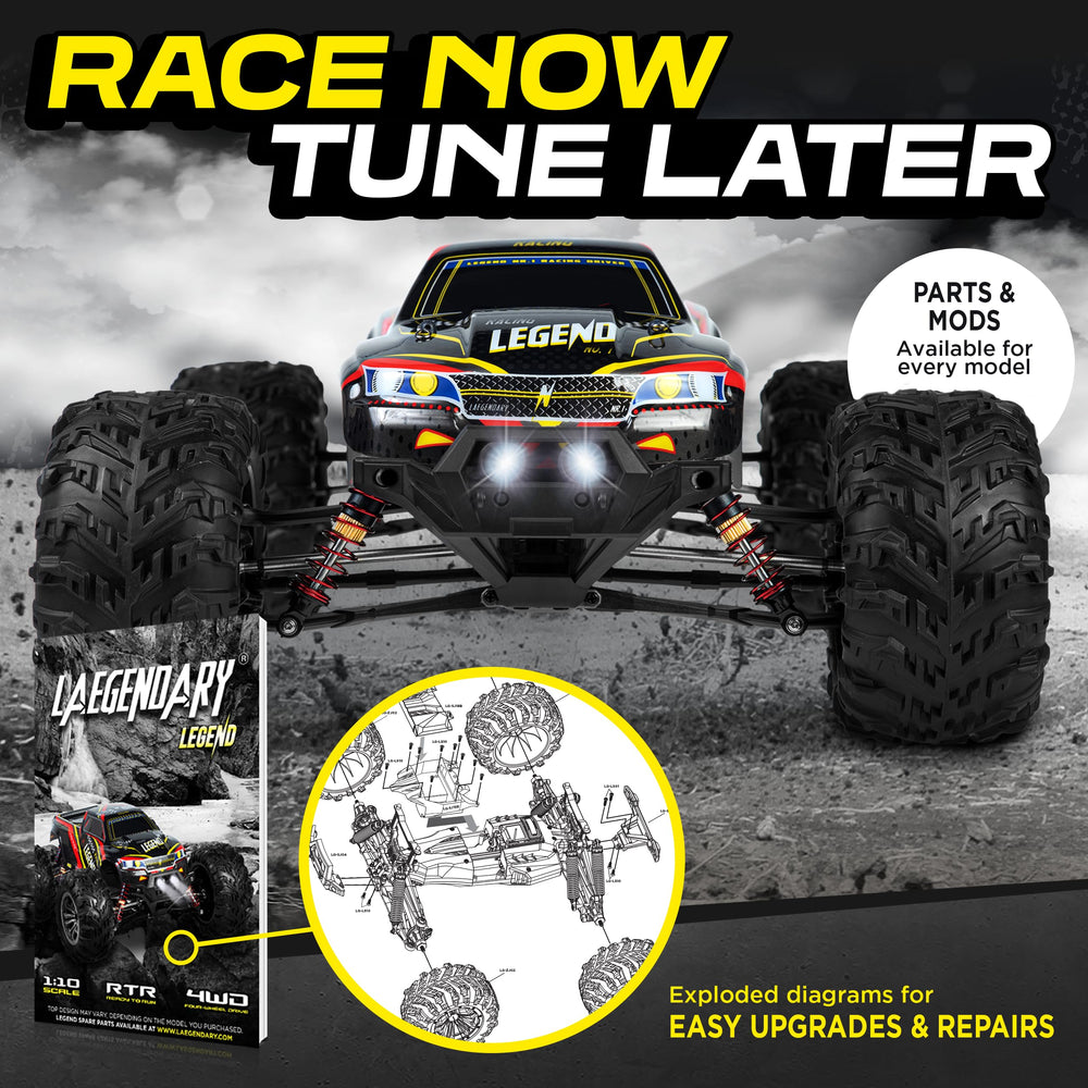 LAEGENDARY RC Car night action showcases bright performance at dusk.