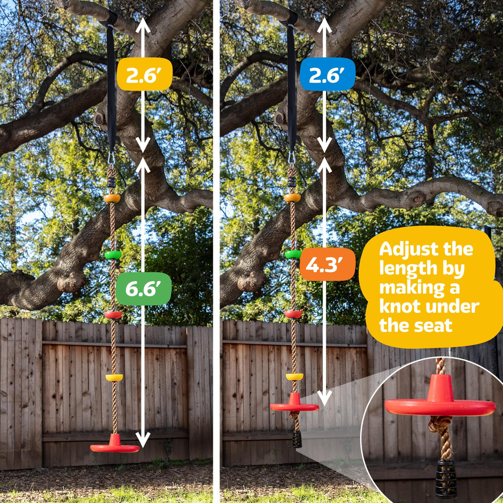 LÆGENDARY Tree Swing multicolor design brightens the backyard.