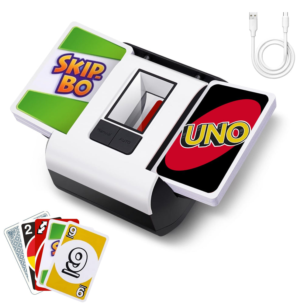 LAETENIN two-deck shuffler front view for fast, hands-free home gaming.