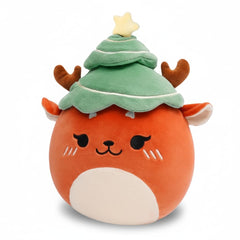 LAIDFUN Reindeer Merry plush close-up shows embroidered face with rosy cheeks—perfect holiday gift.