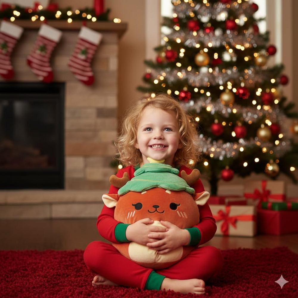 LAIDFUN Reindeer Merry plush showcases soft fabric and cream belly for cuddly comfort.