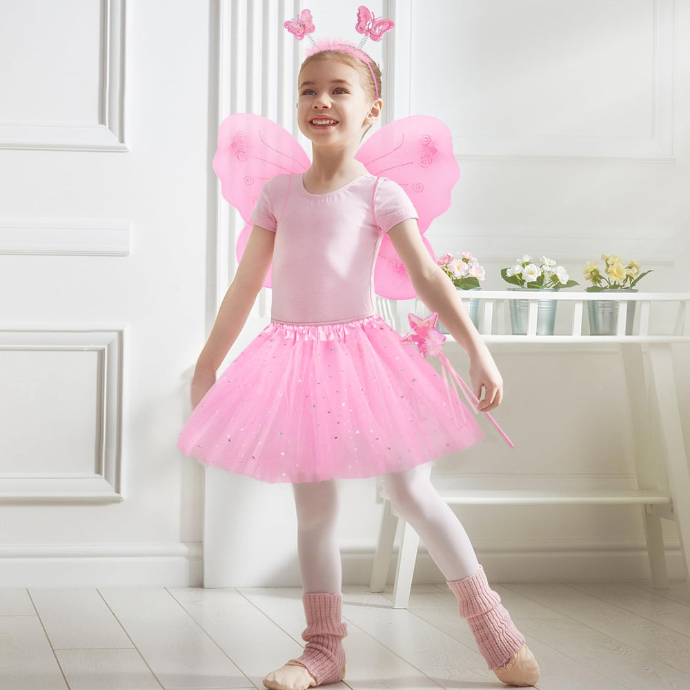 Lainlight girls costume set, all-in-one 4-piece kit for parties and Halloween.