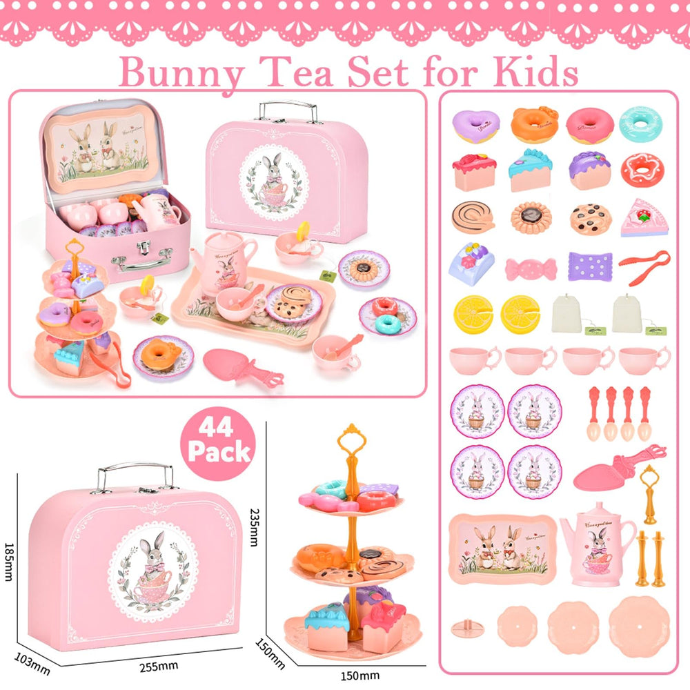 Lajeje Bunny Tea Set plates ideal for coordinated pretend meals and snacks
