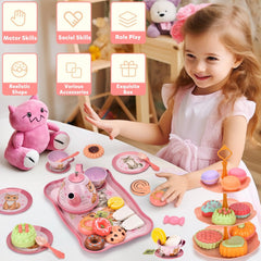 Lajeje Cat Tea Set dessert tower and BPA-free treats in view