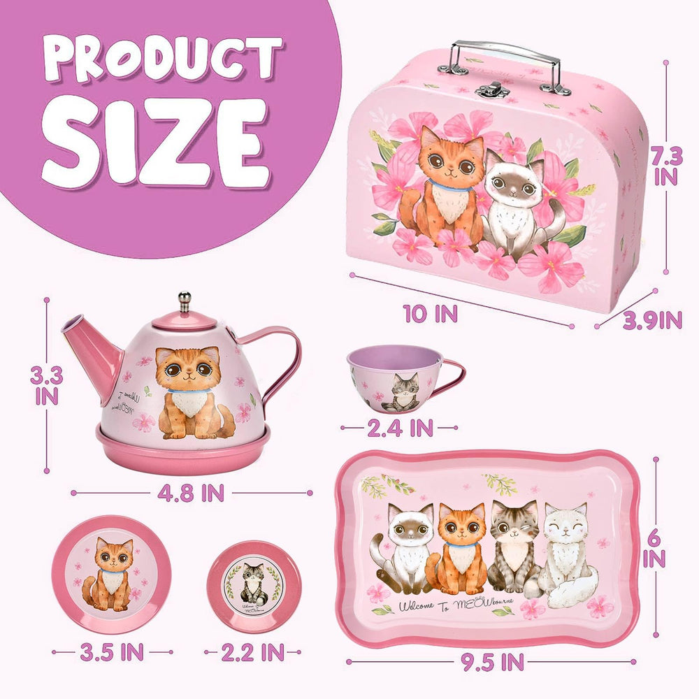 Lajeje Cat Tea Set ready for toddlers' tea party setup