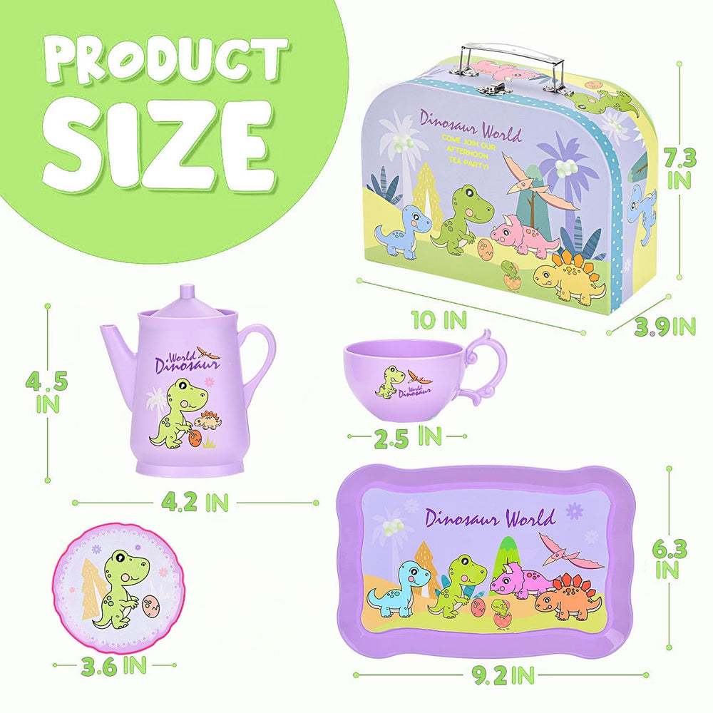 Lajeje dinosaurs tea party set invites kids aged 3–8 to explore.