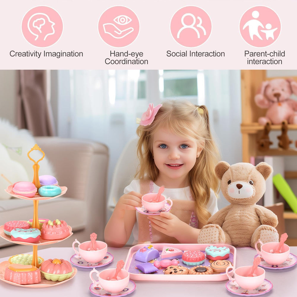 Lajeje tea set plates with colorful designs for pretend dining